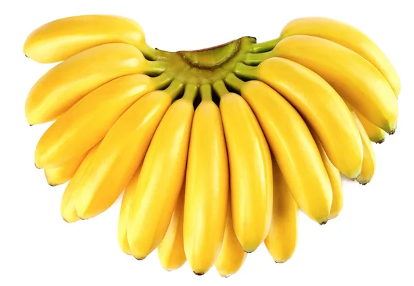 Група Бананів Ізольовані Білому Тлі Відсічний Контур — стокове фото