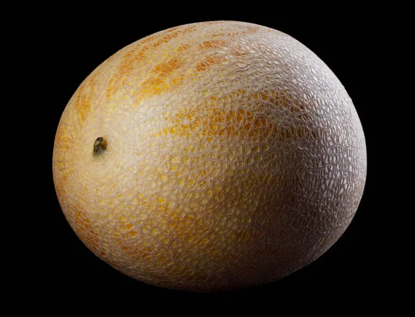 Yellow Ripe Melon Isolated Black Background — Fotografia de Stock