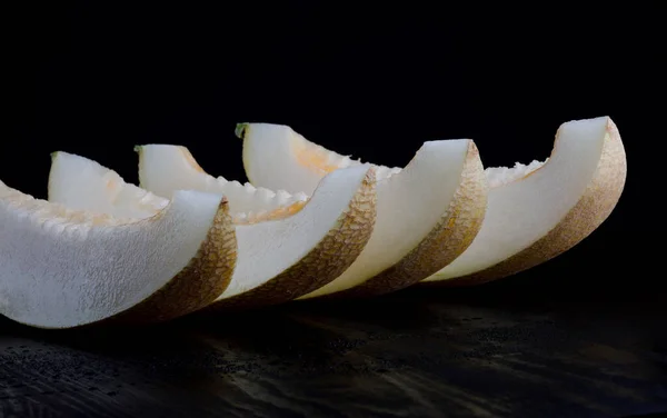 Ripe Juicy Melon Cut Several Lobes — Stok fotoğraf