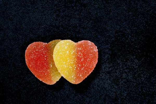 Two Heart Shaped Candy Marmalade Candy Form Heart — Stock Photo, Image