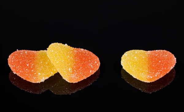 Two Marmalade Hearts Separate Heart Mirror Reflection Marmalade Candy Form — Stockfoto