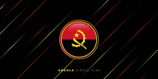 Angola Circle Flagge Design Mit Gelben Und Roten Lichtlinien Hintergrund — Stockvektor