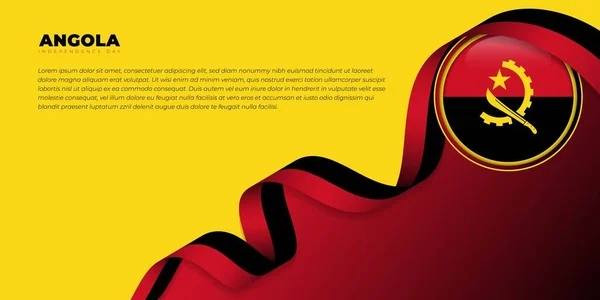 赤と黒のリボンを飛んでアンゴラサークルフラグデザイン アンゴラ独立記念日の背景 アンゴラ国立イベントデザインのための良いテンプレート — ストックベクタ