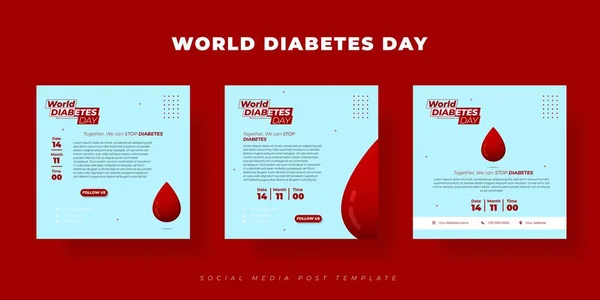 Set Social Media Post Template World Diabetes Day Template Design — Stock Vector