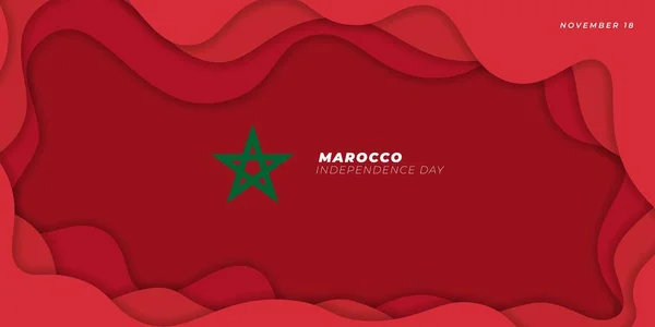День Независимости Марокко Фон Бумагой Вырезать Дизайн Красный Зеленый Дизайн — стоковый вектор
