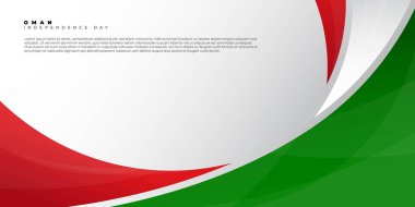 Beyaz arka planda kırmızı ve yeşil soyut tasarım. Umman Bağımsızlık Günü arka plan tasarımı. Umman Ulusal Günü Tasarımı için iyi bir şablon.