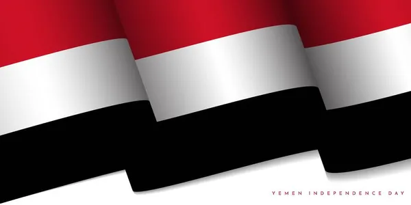 Ilustración Vectorial Ondeando Bandera Yemen Día Independencia Yemen Plantilla Fondo — Vector de stock