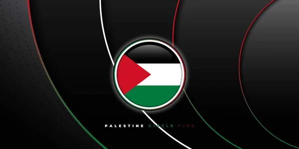 Palestine Circle Drapeau Design Avec Fond Noir Palestine Independence Day — Image vectorielle