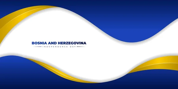 Línea Ondulada Azul Amarilla Sobre Fondo Blanco Bosnia Herzegovina Plantilla — Archivo Imágenes Vectoriales