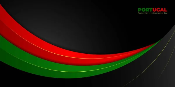 Hullámos Piros Zöld Absztrakt Design Fekete Háttérrel Portugália Helyreállítási Függetlenségi — Stock Vector