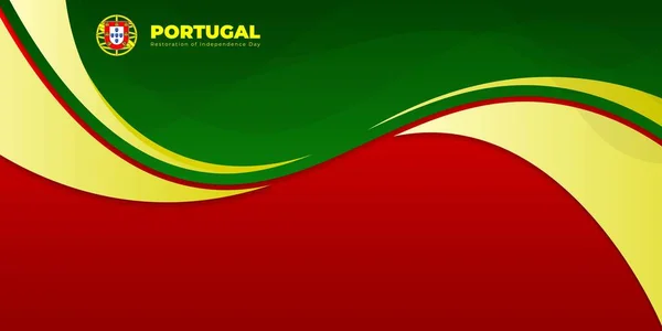 Wavy Red Green Abstract Background Portugal Restoration Independence Day Template — Stock Vector