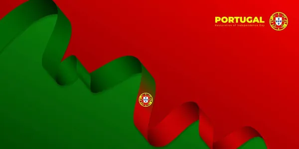 飘扬着红绿相间的葡萄牙彩带旗 葡萄牙恢复独立日模板设计 葡萄牙独立日设计的良好模板 — 图库矢量图片