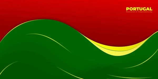 黄色の線のデザインで赤と緑の抽象的な背景を振って ポルトガル復興独立記念日テンプレートデザイン ポルトガル独立記念日のデザインのための良いテンプレート — ストックベクタ