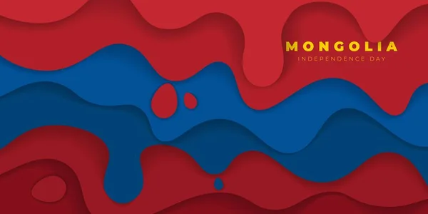 Papel Vermelho Azul Corte Design Fundo Mongólia Independência Dia Modelo —  Vetores de Stock