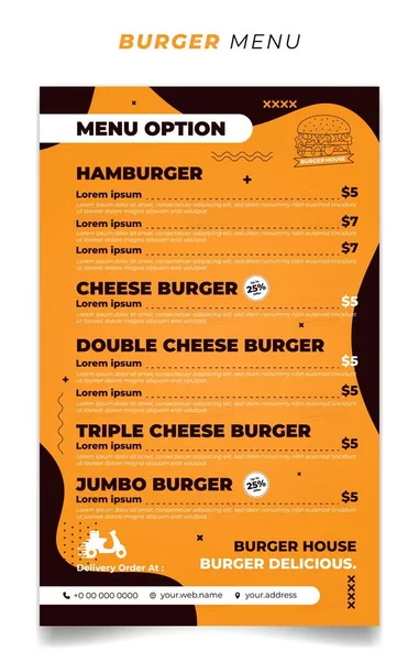 Yellow Burger Menu Template Burger Background Design Also Good Template — Vector de stock