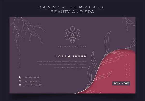 Web Banner Design Purple Feminine Background Beauty Spa Template Design — Wektor stockowy