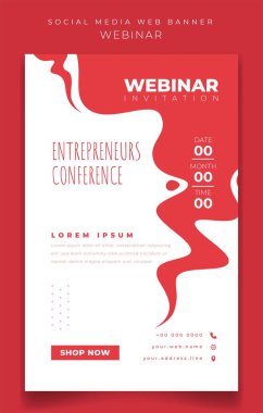 Webinar şablonu için beyaz arkaplanda kırmızı dumanlı portre pankartı şablonu