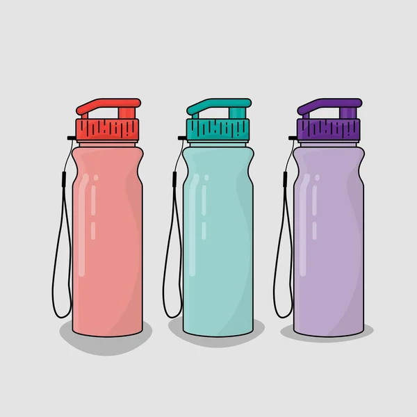 Plastic Bottle Multicolor Choice Product Packaging Cartoon Concept Design — Stock vektor