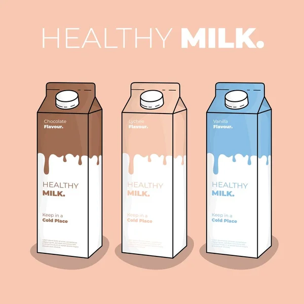 牛奶产品包装用熔融概念设计纸包装模板设计 — 图库矢量图片