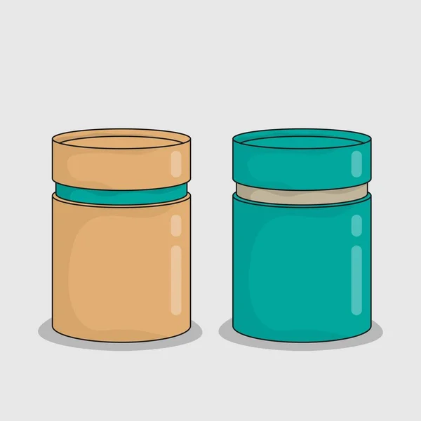 Cylinder Template Design Green Cardboard Design Product Packaging — Stock vektor