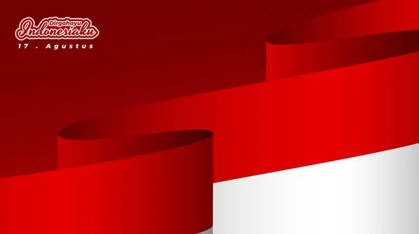 Размахивание Флагом Индонезии Красном Фоне День Независимости Индонезии — стоковый вектор