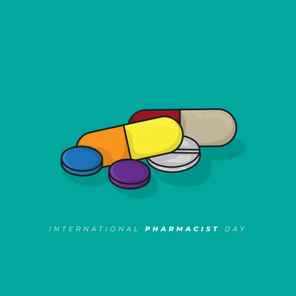 International Pharmacist Day Design Medicines Cartoon — Vector de stock