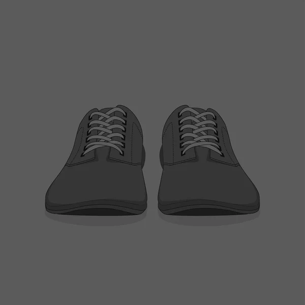 Black Leather Sneaker Shoes Cartoon Advertising Template — 스톡 벡터