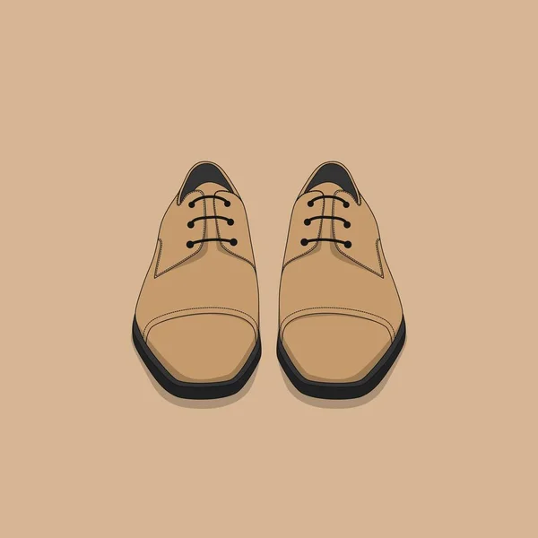 Leather Shoes Tan Color Cartoon Design Advertisement — Archivo Imágenes Vectoriales