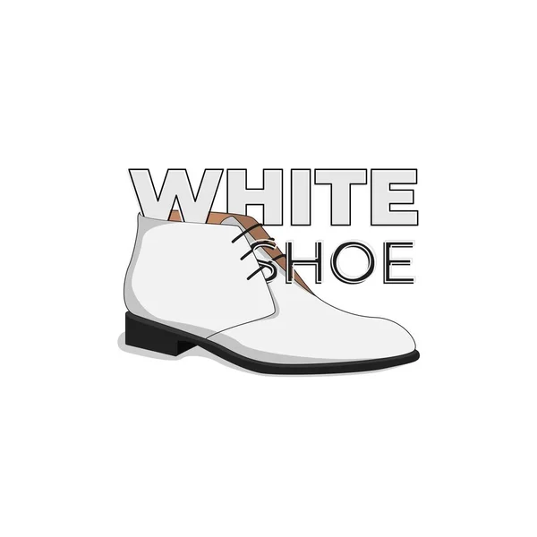 White Shoe Cartoon Illustration Simple Typography — Stock Vector