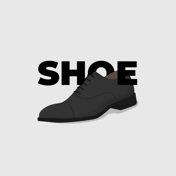 Single Black Shoe Cartoon Illustration Simple Typography — 스톡 벡터