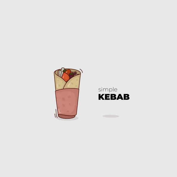 Einfache Kebab Vorlage Mit Liniendesign Cartoon Für Icon Design — Stockvektor