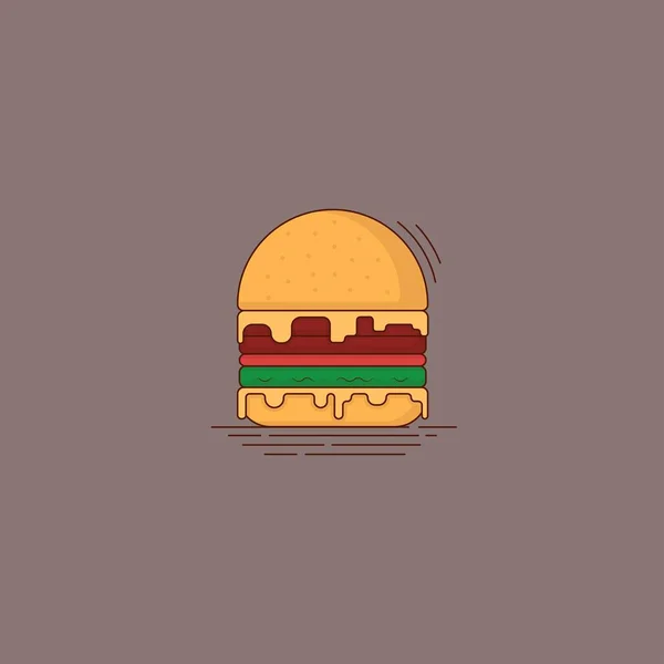 Szablon Hamburgera Płaskiej Kreskówki Design Linii Art Design — Wektor stockowy