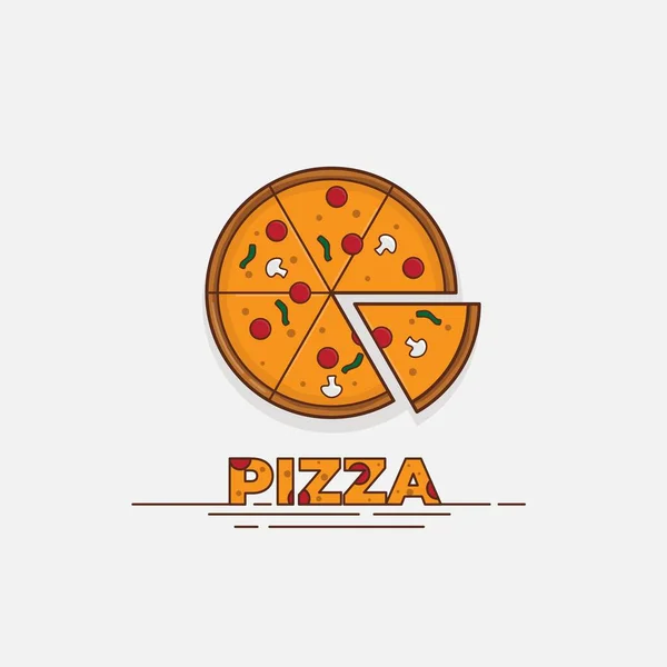 Шаблон Нарезанной Пиццы Дизайне Мультфильма Одной Отсутствующей Частью — стоковый вектор