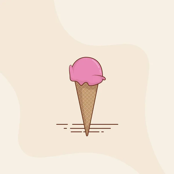 Pinkfarbene Iced Cream Vorlage Cartoon Design Mit Kegel Für Getränkewerbung — Stockvektor