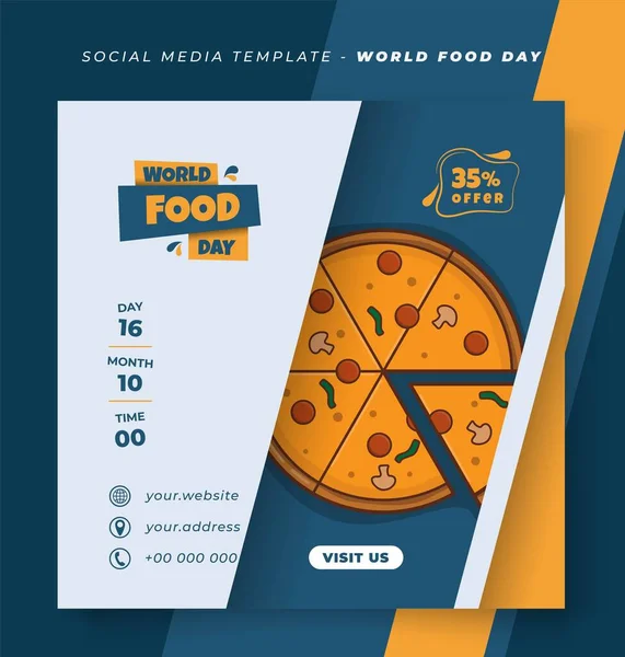 Közösségi Média Post Sablon Fehér Kék Sárga Háttér Világ Élelmiszer Vektor Grafikák