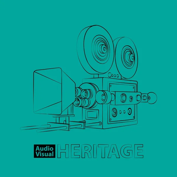 Caméra Vintage Avec Rouleau Film Dans Conception Art Ligne Pour — Image vectorielle