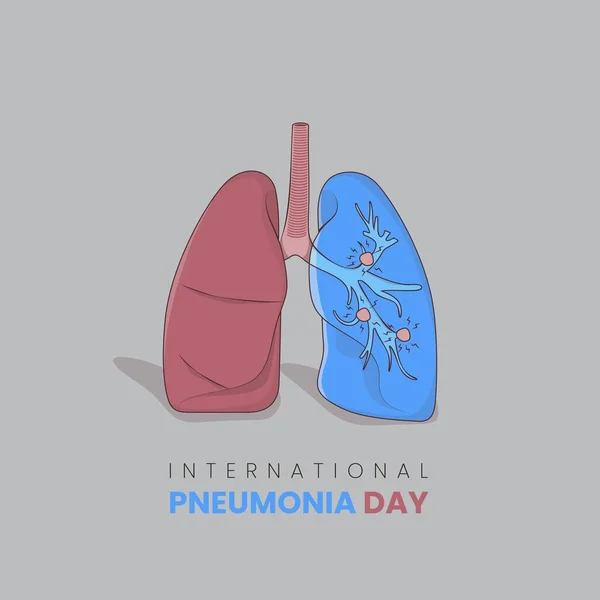 Día Mundial Neumonía Con Diseño Pulmonar Con Pulmón Infectado Lado — Vector de stock