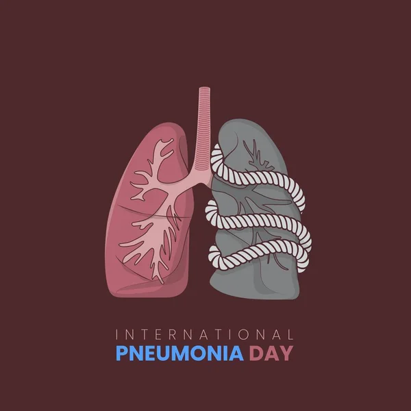 World Pneumonia Day Design Lungs Vector Illustration Roped Other Lung — Stock Vector