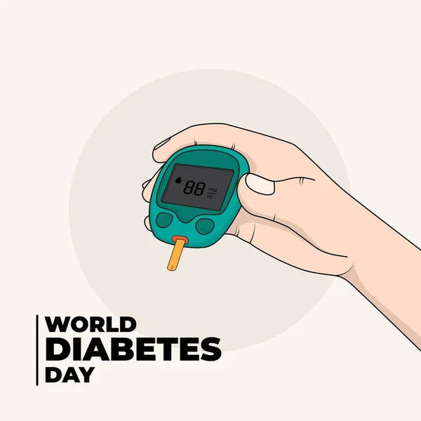 World Diabetes Day Sablon Kézzel Megragadta Glucometer Rajzfilm Jogdíjmentes Stock Illusztrációk