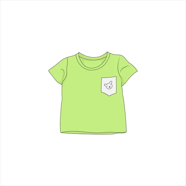 Plantilla Camiseta Bebé Color Verde Con Diseño Bolsillo Camisa — Vector de stock