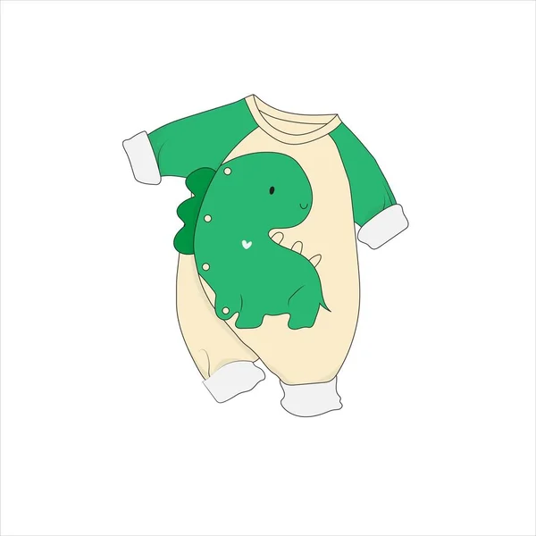 Diseño Plantilla Mono Bebé Con Lindo Diseño Dino Verde — Vector de stock