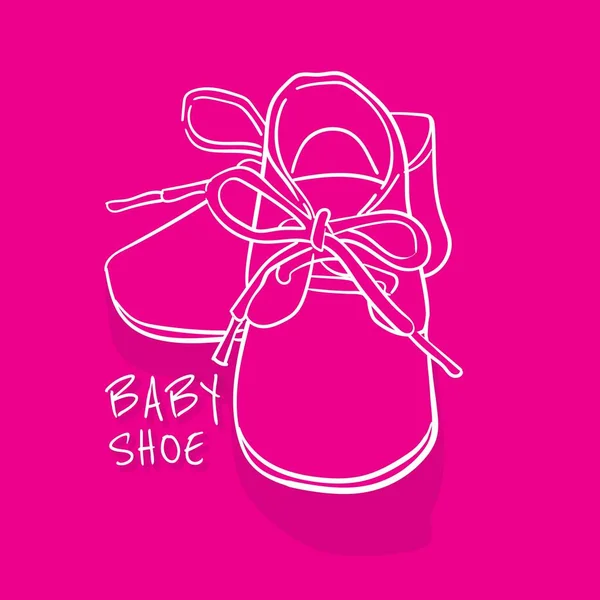 Linea Bianca Arte Disegno Scarpe Bambino — Vettoriale Stock