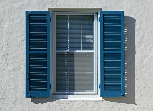 Open Window Shutters - Blue — Stock Photo, Image