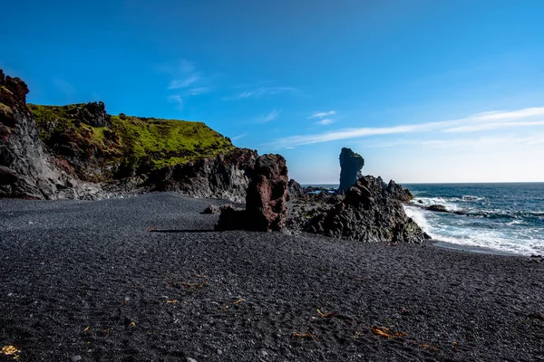 Murallas Roca Lava Playa Negra Djupalon Península Snaefellsnes Islandia — Foto de Stock