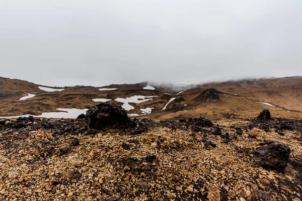 Expanses Rocha Lava Com Cores Pretas Vermelhas Profundas Cratera Vulcano — Fotografia de Stock