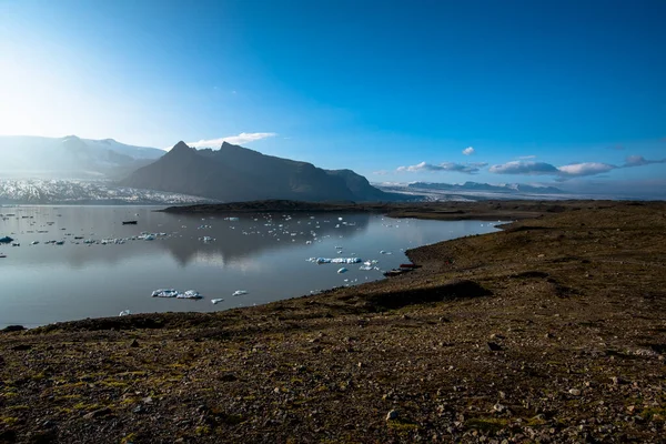Naturlandschaften Inmitten Der Isländischen Vulkanebene Sonnenuntergänge Ozeane Und Eisberge Mit — Stockfoto