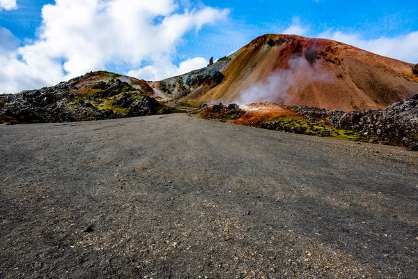 Çok Renkli Ryolit Dağları Zlanda Nın Güneyindeki Hekla Volkanı Yakınlarındaki — Stok fotoğraf