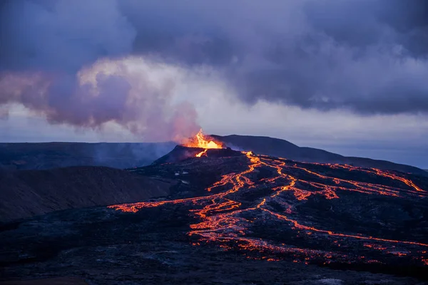 Fagradalsfjall Volcano Activity 2021 Kilometers Reykjavk South Homonymous Mountain Fagradalsfjall — Stock Photo, Image