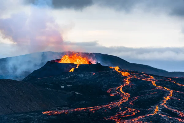 Fagradalsfjall Volcano Activity 2021 Kilometers Reykjavk South Homonymous Mountain Fagradalsfjall Stock Image