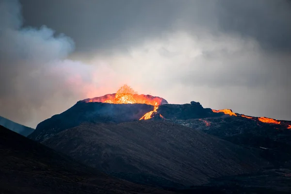 Fagradalsfjall Vulkan Jahr 2021 Etwa Kilometer Südlich Von Reykjavk Südlich — Stockfoto